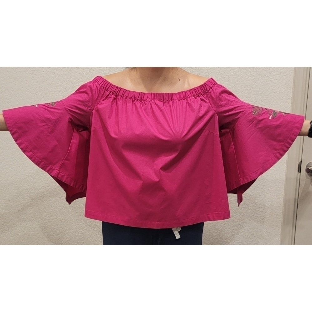 NWT Lane Bryant Flounce-sleeve Off the Shoulder Top Blouse - Picture 4 of 10